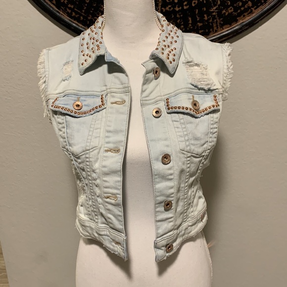 Guess Jackets & Blazers - Vintage Guess Distressed Denim Jacket Vest!